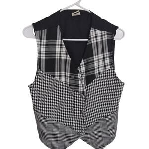 American vintage Houndstooth Vest Size Small Preppy Grunge Whimsigoth